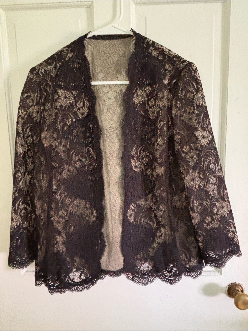 Damianou Black Lace 3 Pc Set 90s Vintage Midi Made in USA Autumn Wedding Large - Picture 6 of 16